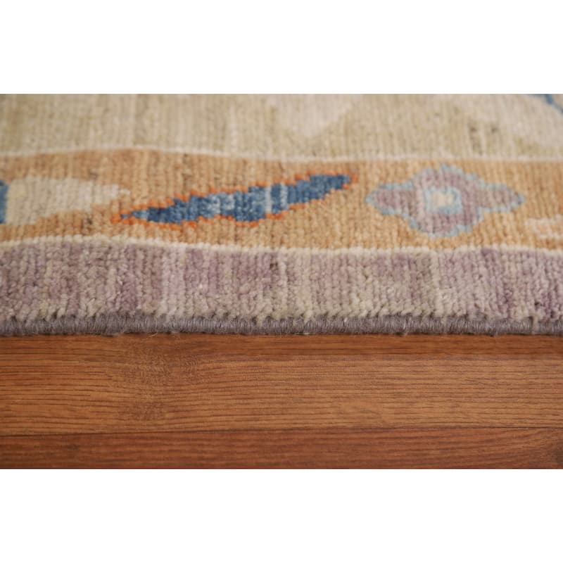 Floral Oushak Turkish Area Rug Handmade Grey Wool Carpet - 9'4"x 12'2"