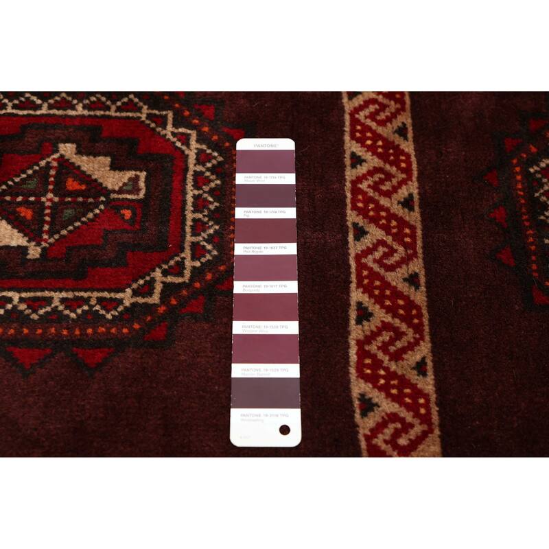 ECARPETGALLERY Hand-knotted Teimani Dark Burgundy Wool Rug - 3'4 x 6'0