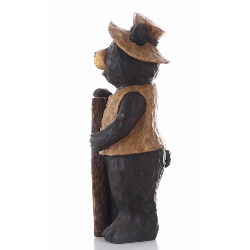 Standing Bear with Welcome Sign Outdoor Garden Statue - 30"