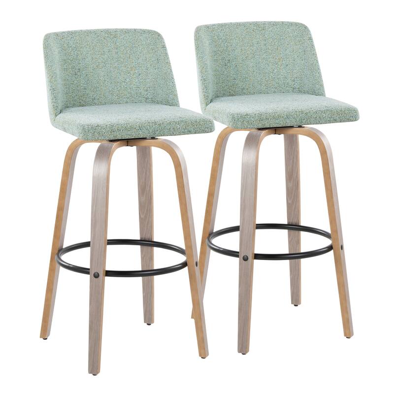 The Gray Barn Vallberga 30" Fixed-Height Bar Stool with Light Grey Wood Base (Set of 2)