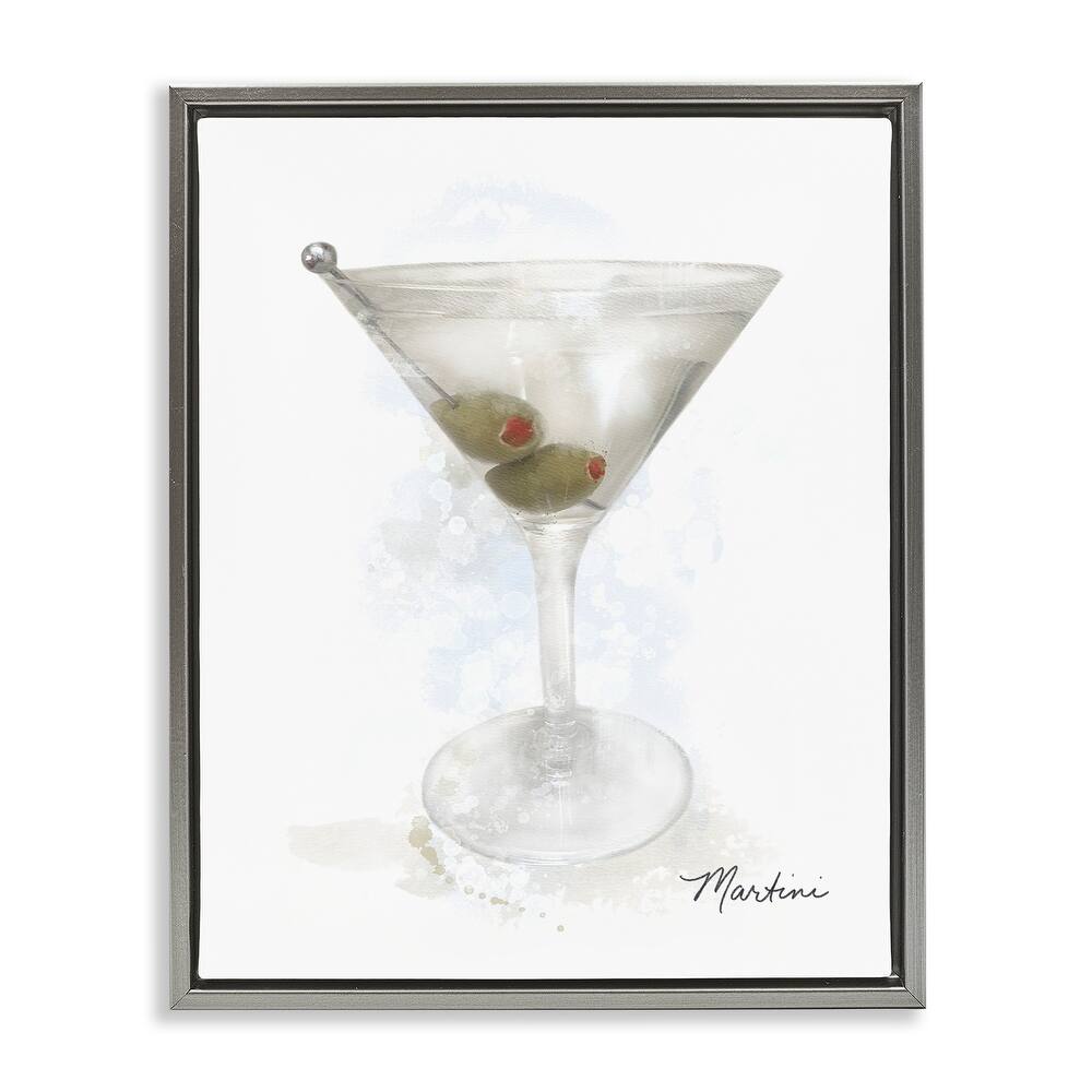 Stupell Soft Muted Martini Framed Floater Canvas Wall Art Design By Matthew Piotrowicz