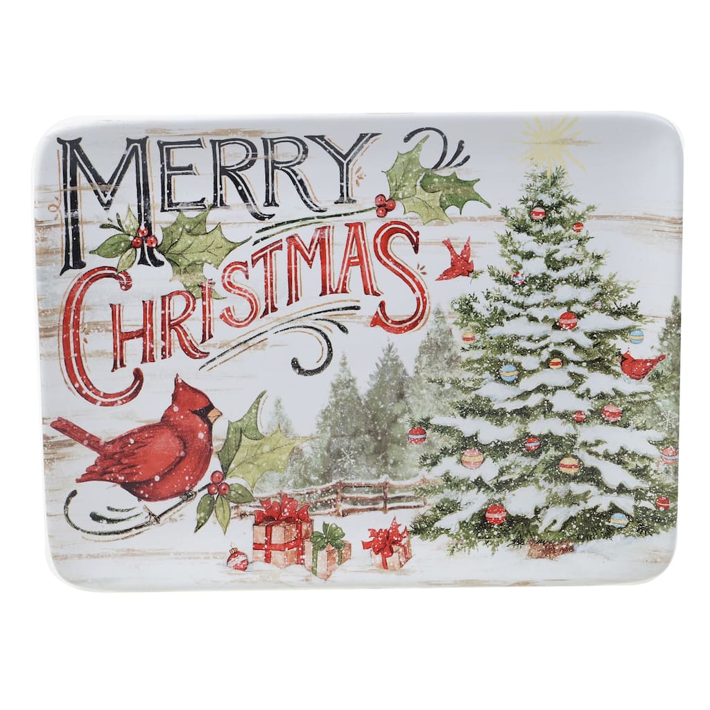 Certified International Evergreen Christmas Rectangular Platter