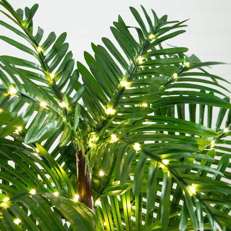 Pre-Lit Artificial Palm Tree - 4' - Warm White LED Lights