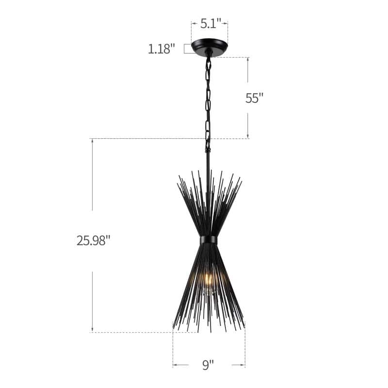 1 Light Sleek Metal Radiating Quills Pendant Lamp Spike Small Chandelier