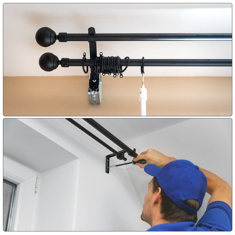 Curtain Rod Bracket Iron Single for 16mm Drapery Rod, 73 x 36 x 16mm Black 2Pcs - White - 108x78mm 1pcs