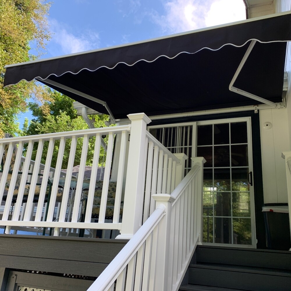 Aleko Motorized 12 X10 Retractable Outdoor Patio Awning Black Overstock 21801872