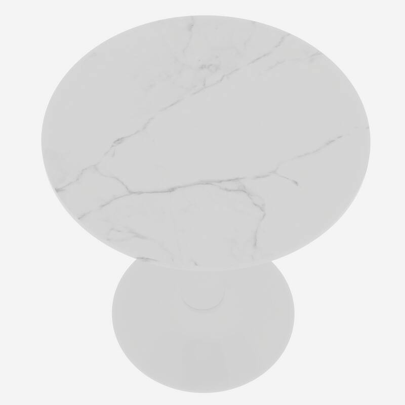 27.6-Inch Mid-Century Modern Style Dining Table, Accommodates 2-4 People, Featuring A Round White-Veined Marble Tabletop