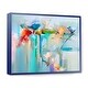 preview thumbnail 10 of 10, Designart 'Abstract Red Blue And Pink Flowers' Farmhouse Framed Canvas Wall Art Print 20 in. wide x 12 in. high - Blue
