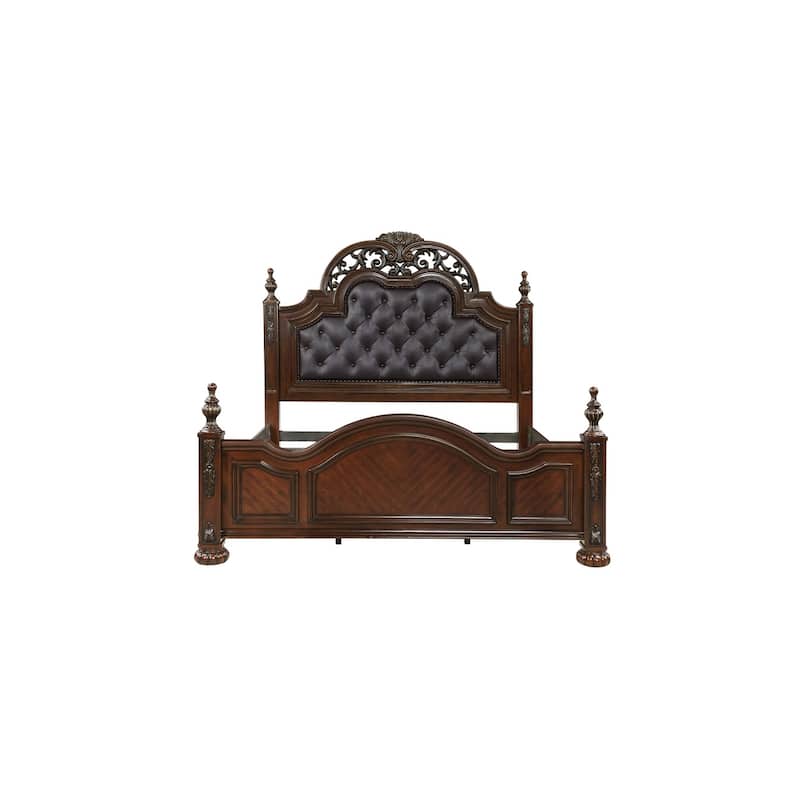 Muriel 6 Piece Espresso Faux Leather Upholstered Panel Bedroom Set