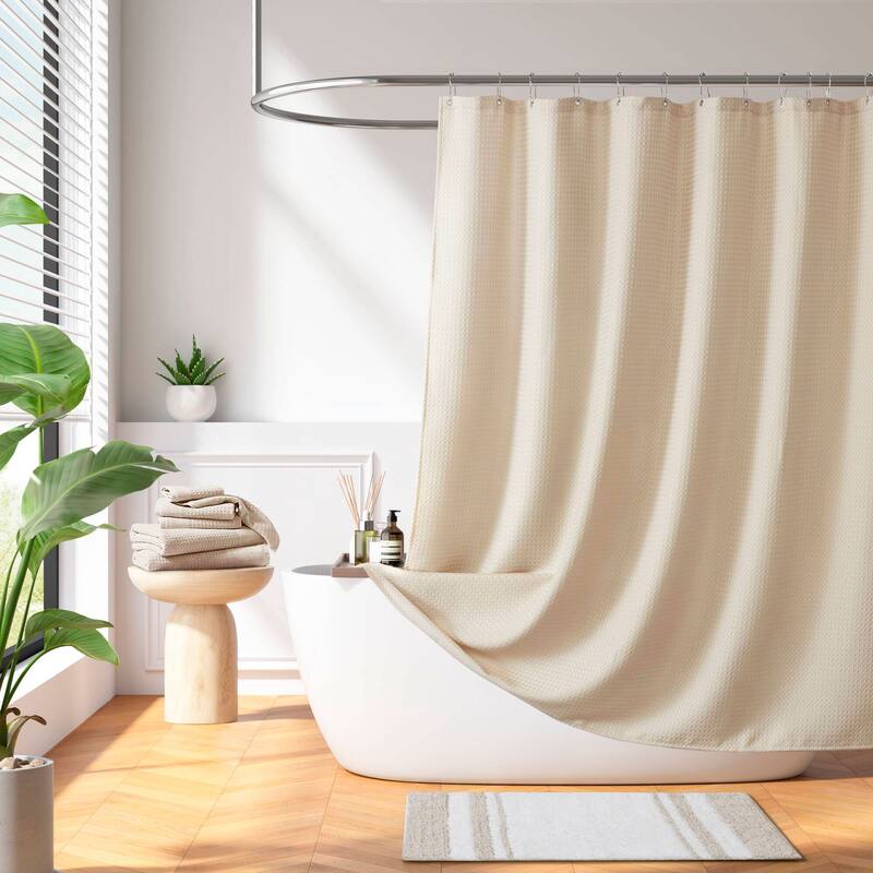Madison Park Arbor Waffle Waffle Shower Curtain - 72x72" - Beige