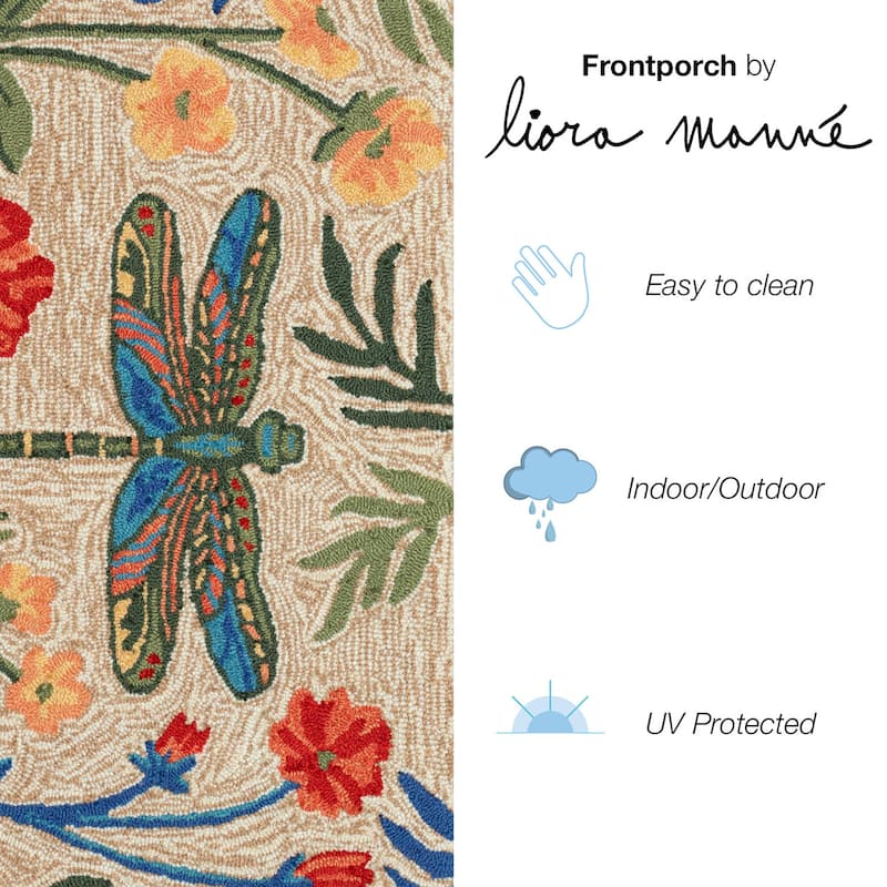 Liora Manne Frontporch Floral Dragonfly Indoor/Outdoor Area Rug