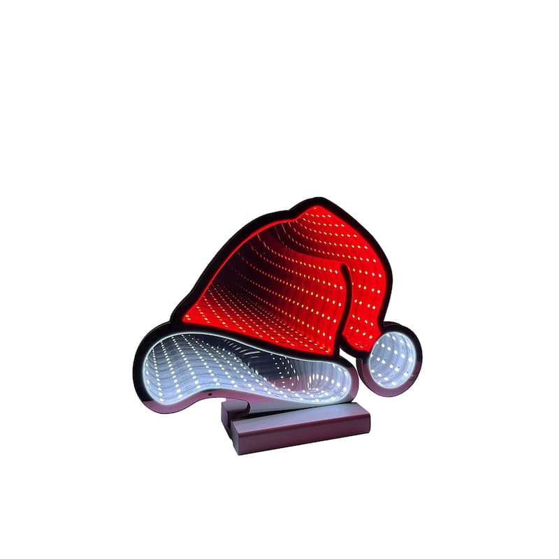 LED Lighted 3D Santa Hat Christmas Infinity Mirror - 11"