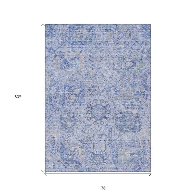 HomeRoots Damask Traditional Rectangle Outdoor Rug