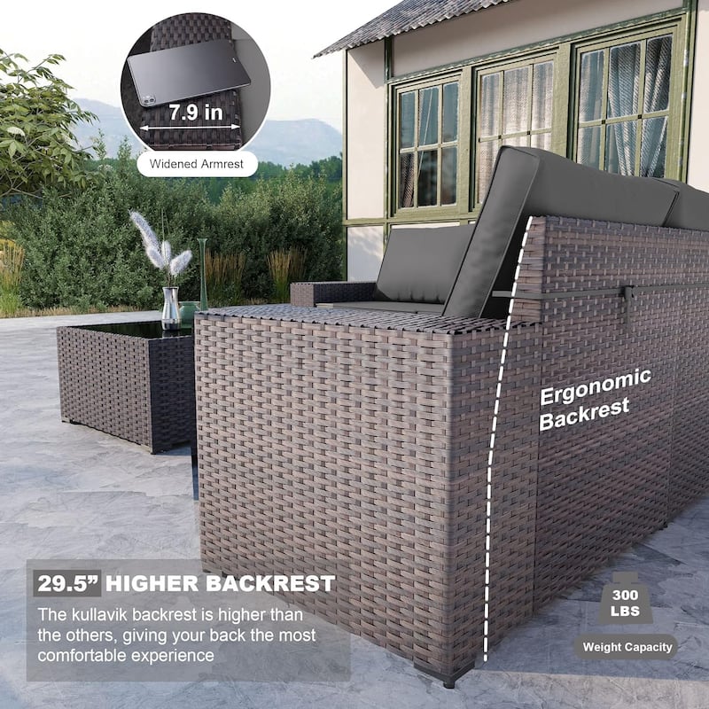 Outdoor Patio Furniture Set, All Weather PE Wicker Sectional Conversion
