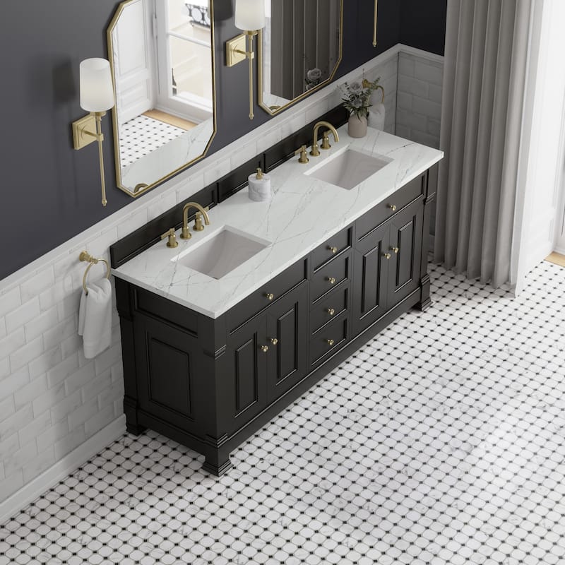 Brookfield 72" Double Vanity, Black Onyx w/FreePower Wireless Charger
