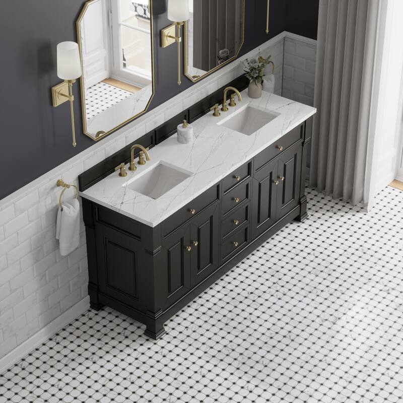 Brookfield 72" Double Vanity, Black Onyx - Ethereal Noctis