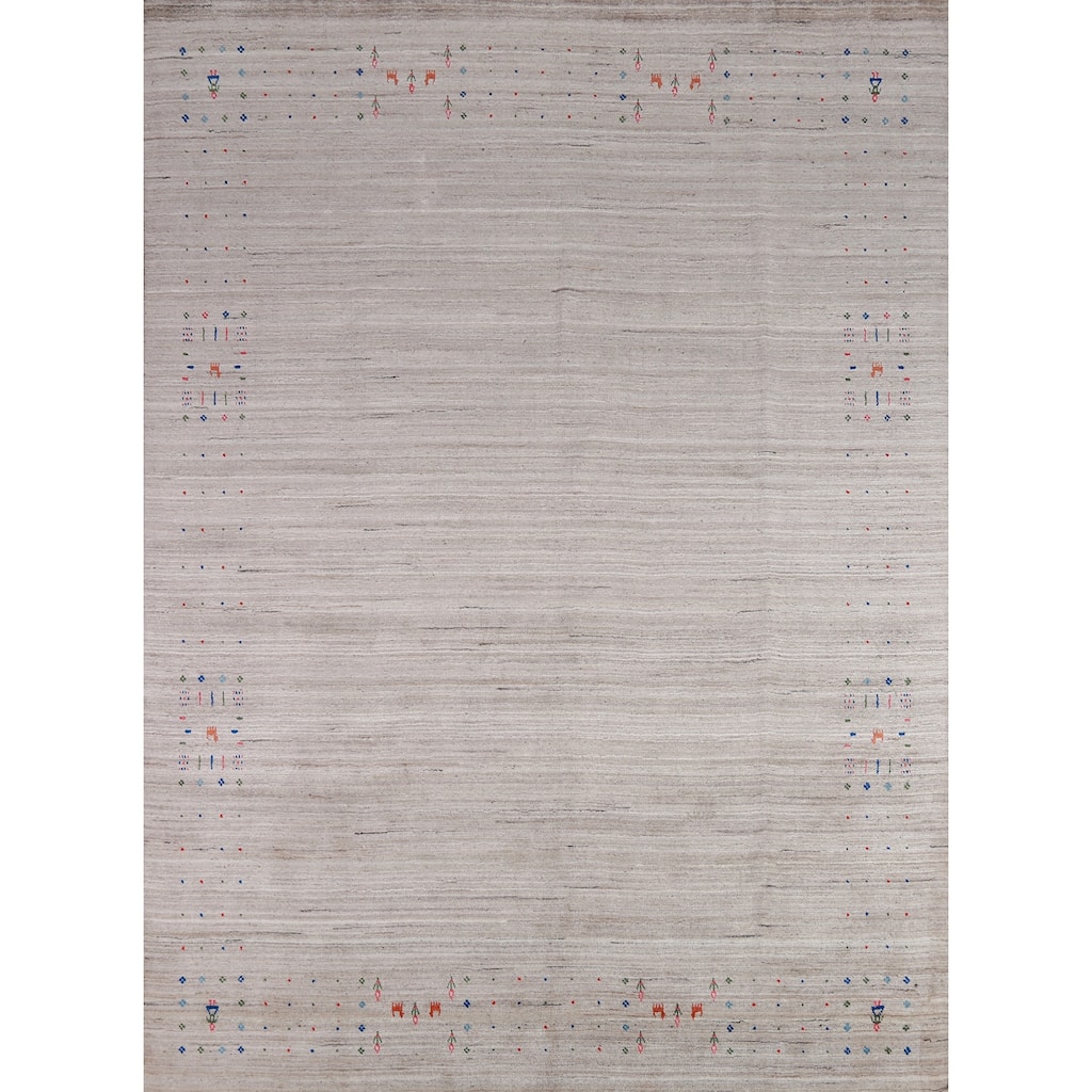 Tribal Gabbeh Indian Rug Hand-Knotted Wool Carpet - 8'5" x 9'9"