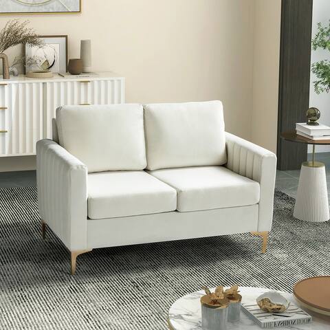 Ganymedes Contemporary Loveseat with Metal Legs