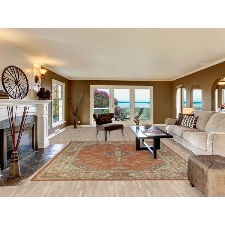 Hand Knotted Oriental 100% Wool Carpet Transitional Medallion Oranges & Rust Oushak Area Rug - 10' 1'' X 8' 5''