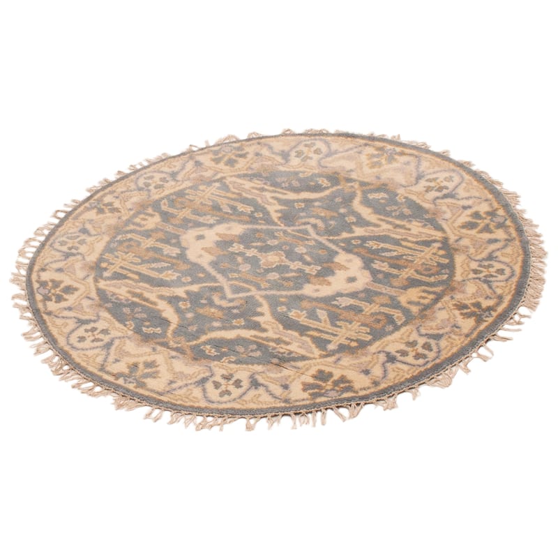 ECARPETGALLERY Hand-knotted Royal Oushak Light Denim Blue Wool Rug - 4'0 x 4'0
