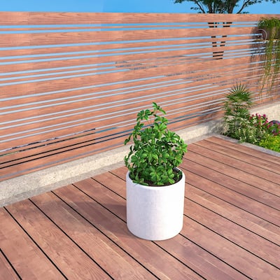 Tundra Round Modern Fiberstone and MGO Clay Planter With Drainage Holes for Indoor Outdoor Home Office Patio Porch Garden Yard