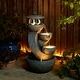 preview thumbnail 2 of 19, Glitzhome 32"H 4-Tiered Zen Pagoda Polyresin LED Lighted Outdoor Floor Water Fountain