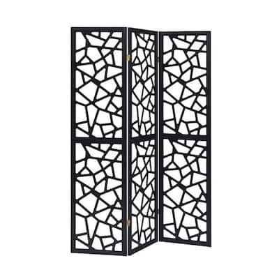 3 Panel Intricate Mosaic Screen in Black