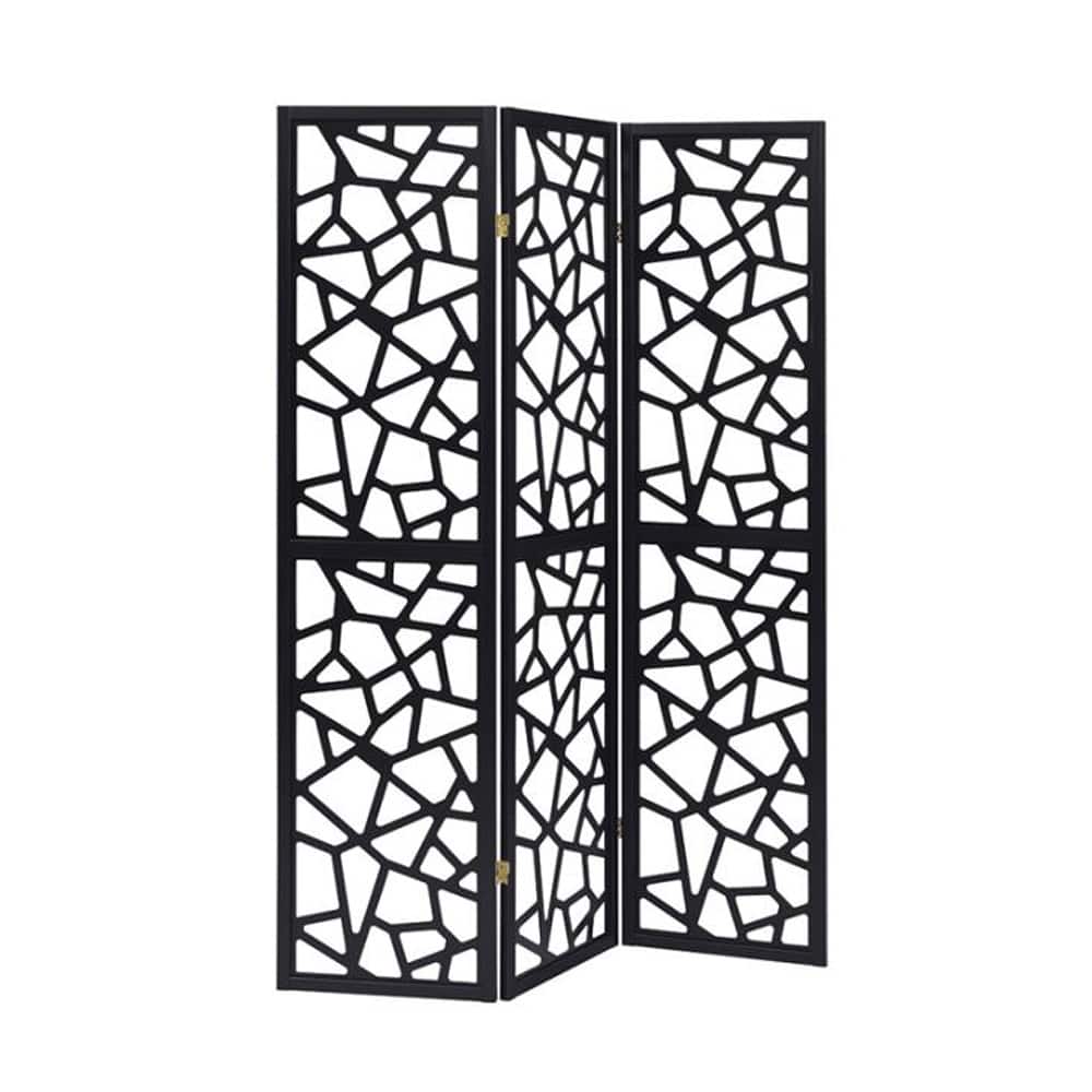3 Panel Intricate Mosaic Screen in Black