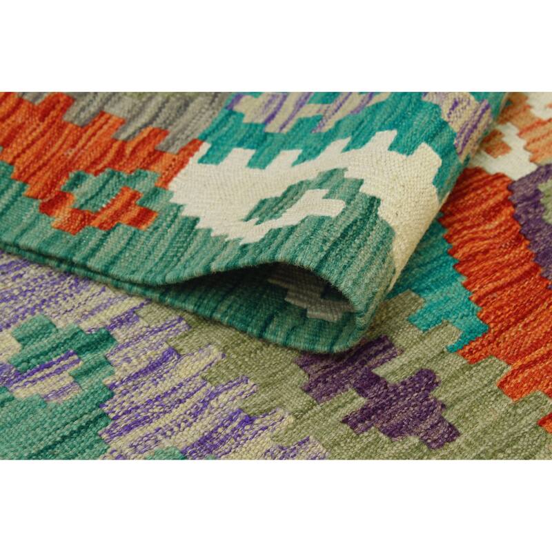 Flatweave Walton Red/Green Runner - 2'10" x 9'3"