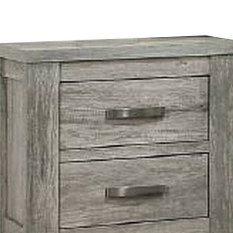 Gray 2 Drawer 17 in. W Nightstand with Bar Metal Handles