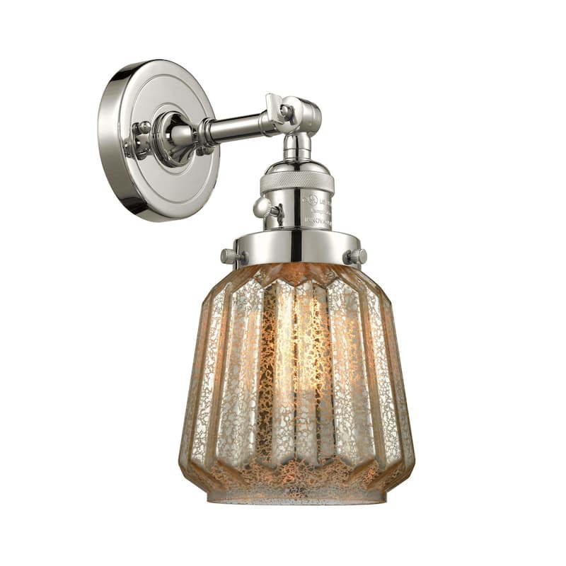 Innovations Lighting Chatham Single Light 12" Tall Bathroom Sconce - Polished Nickel / Mercury