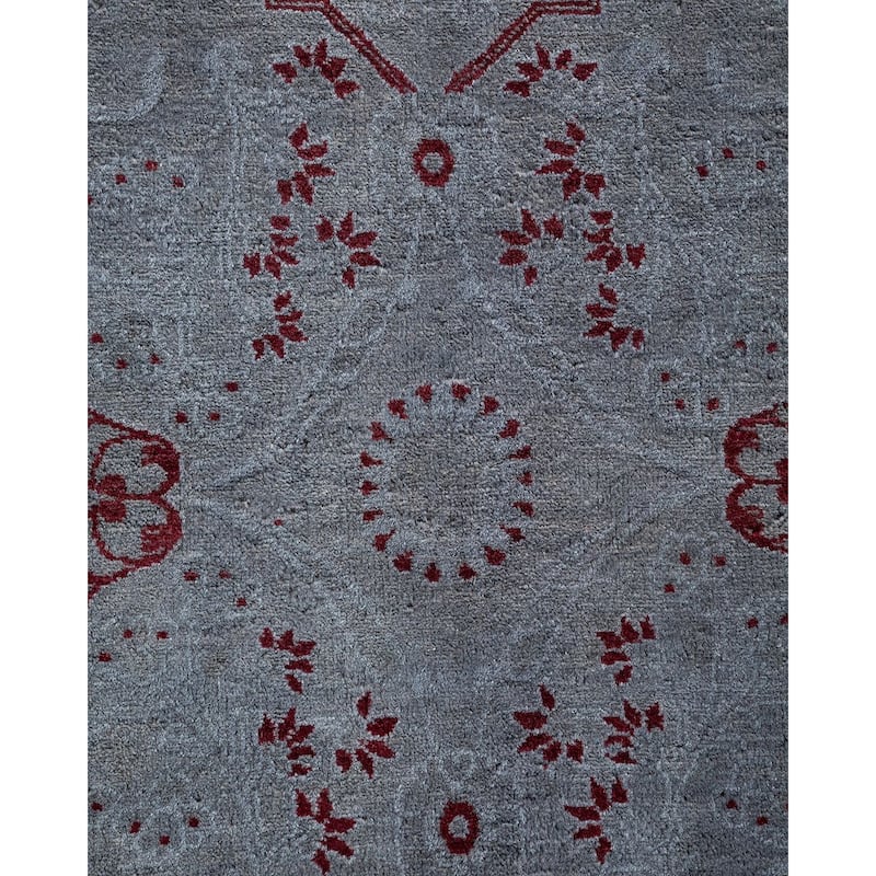 Overton Hand Knotted Wool Vintage Inspired Modern Contemporary Overdyed Gray Area Rug - 9' 1" x 12' 0"