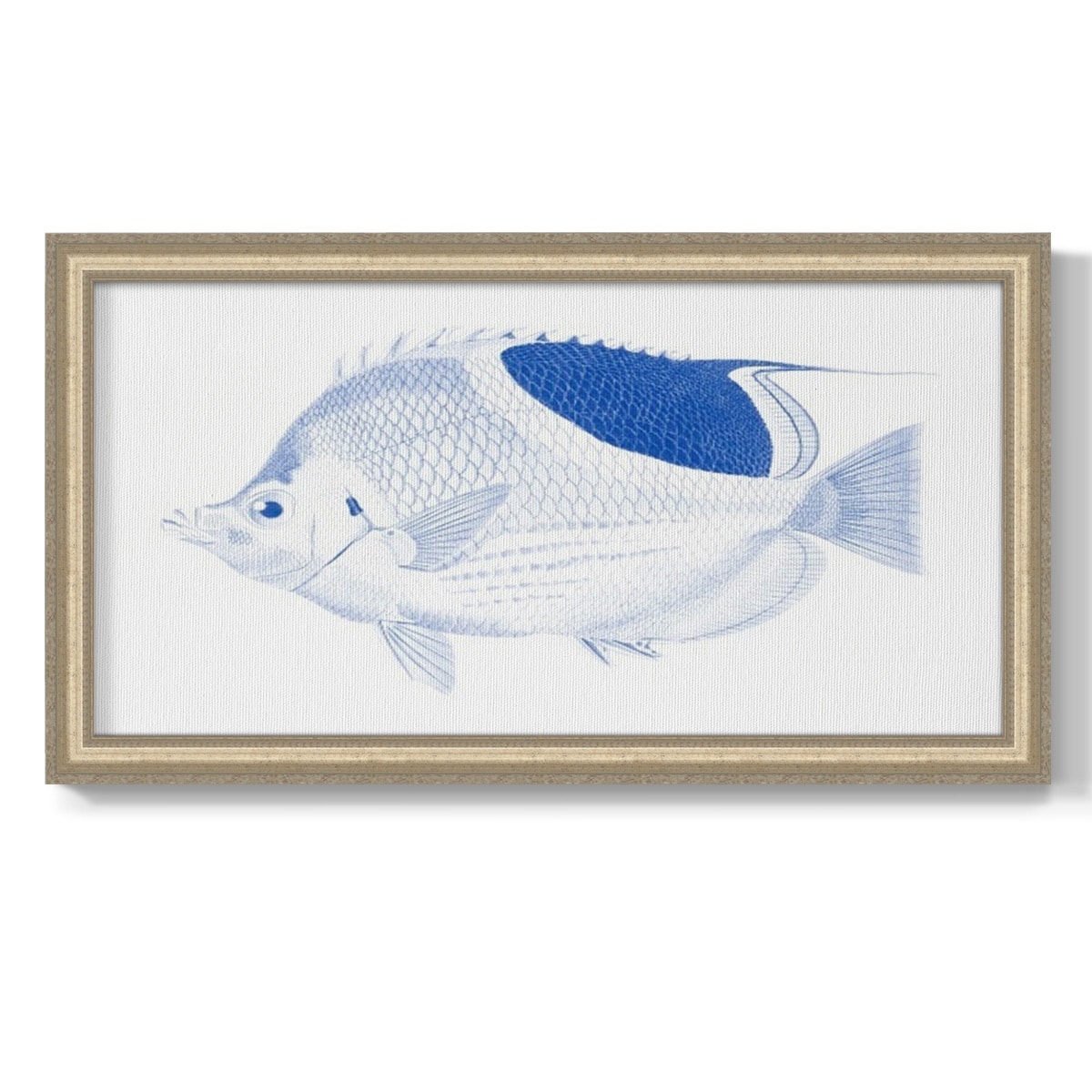 Blue & White Tropical Fish I Premium Framed Canvas- Ready to Hang