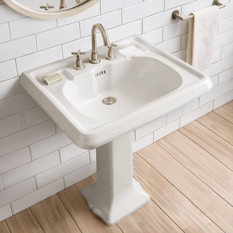 Whitehaus AR854-AR805-3H 28-3/4" Rectangular Vitreous China Pedestal
