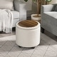preview thumbnail 32 of 49, Adeco Faux Leather Round Storage Ottoman with Tufted White-with-Tray-and-Casters