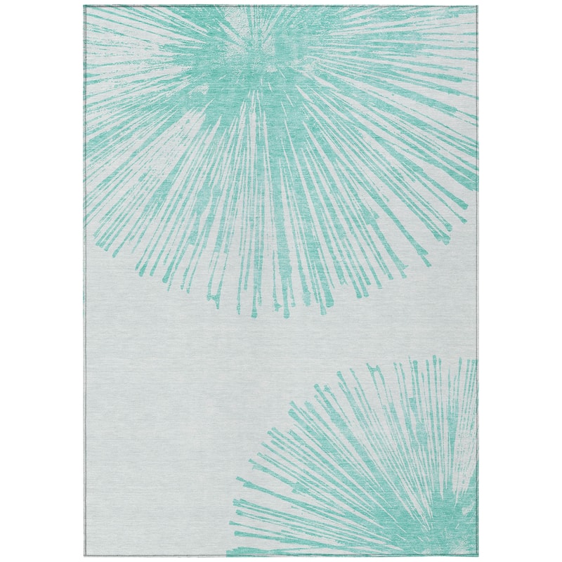 Machine Washable Indoor/ Outdoor Chantille Contemporary Burst Rug