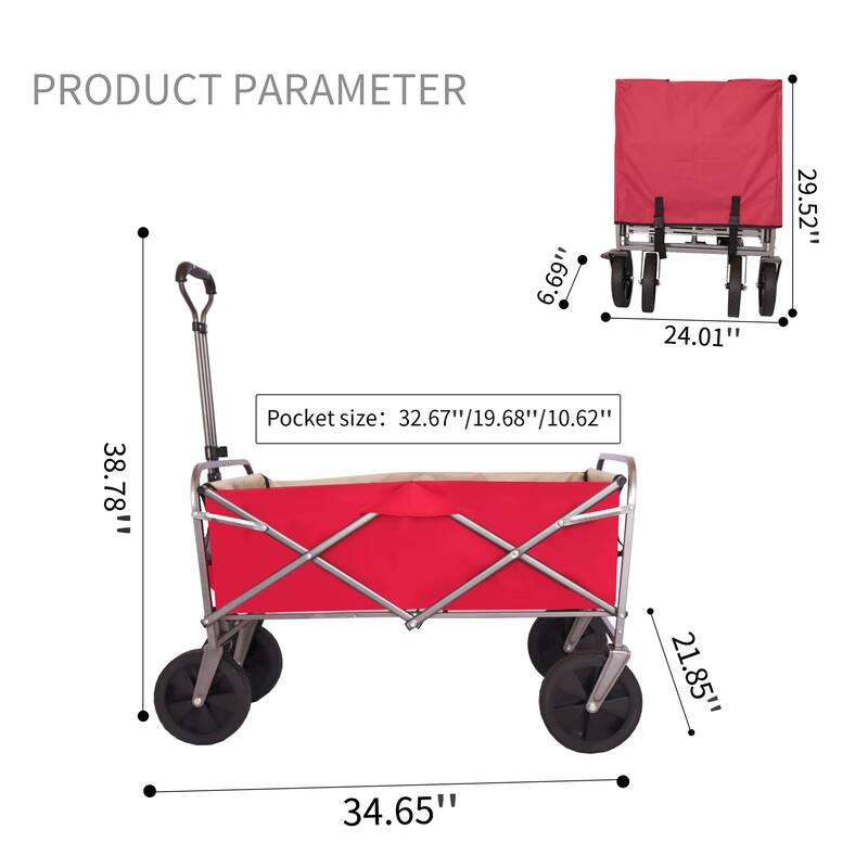 Collapsible Beach Trolley Cart Camping Folding Wagon
