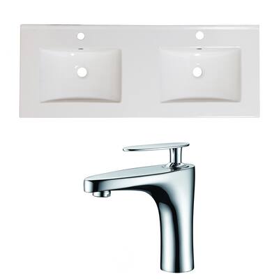 American Imaginations 59-in. W 1 Hole Ceramic Top Set In White Color