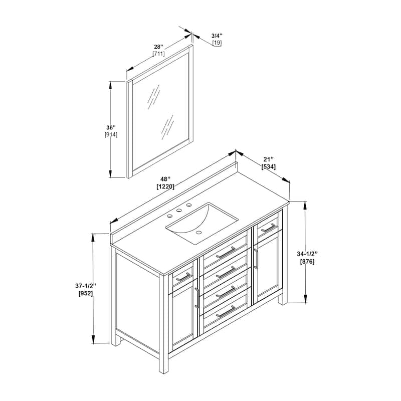 OVE Decors Tahoe 48 in. Almond Latte Vanity with 1 Mirror included