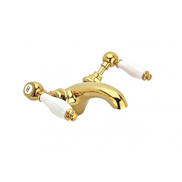 Shop Bathroom Sink Faucet Single Hole Double Levers Gold
