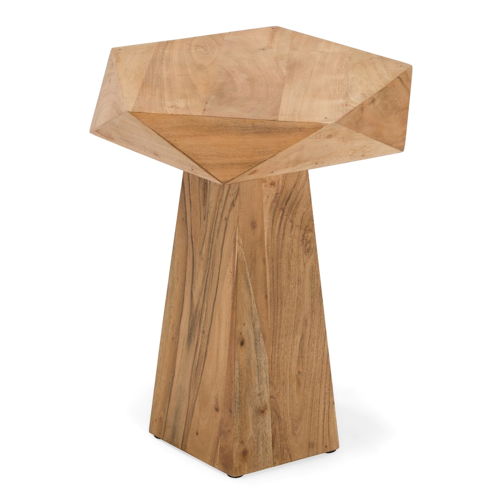 Duffy Modern Acacia Pentagon End Table
