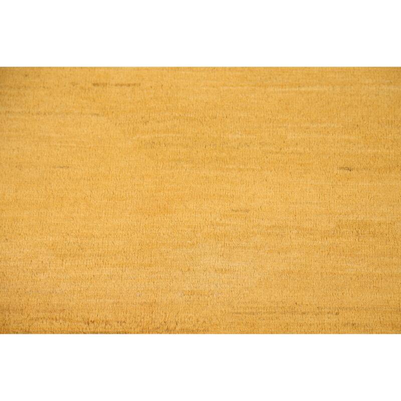 Yellow Solid Modern Gabbeh Oriental Rug Handmade Wool Carpet - 2'11" x 5'0"