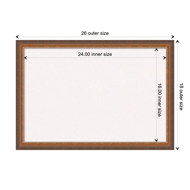 Two Tone Wood Framed White Corkboard Bulletin Board - Two Tone Bronze Copper - Board Size 24x16