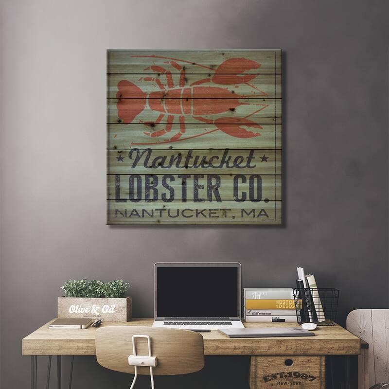 Nantucket Lobster Co. Print On Wood by Ryan Fowler - Multi-Color