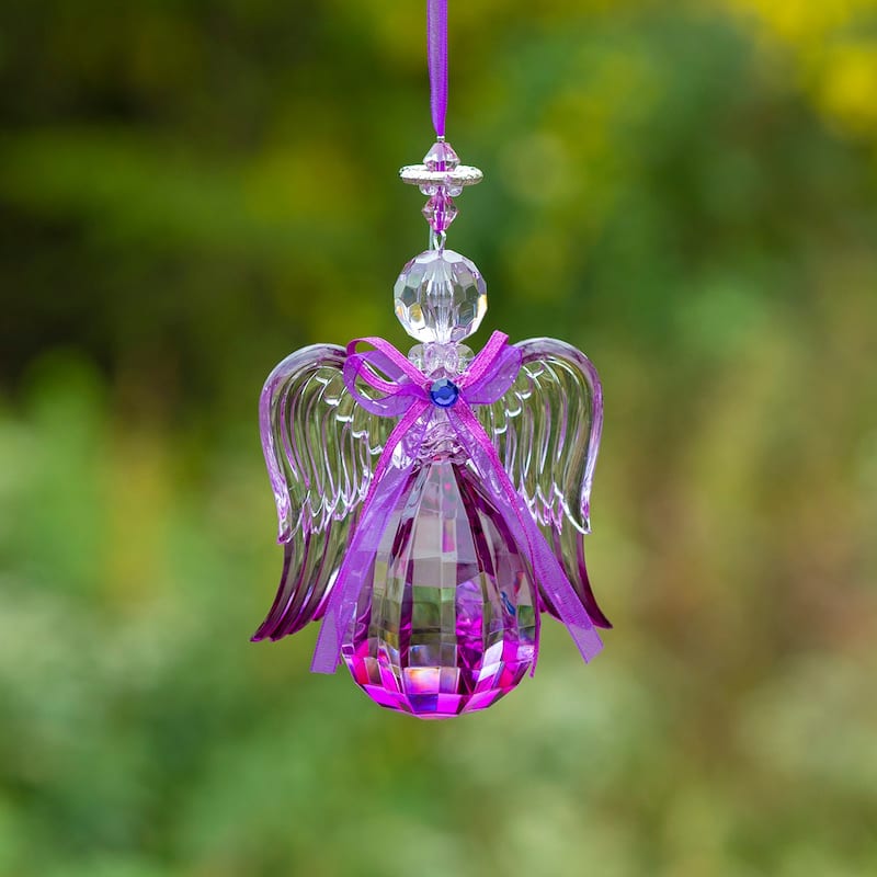 Hanging Purple Acrylic Angel Ornaments in 6 Assorted Style - 4x1x7.5