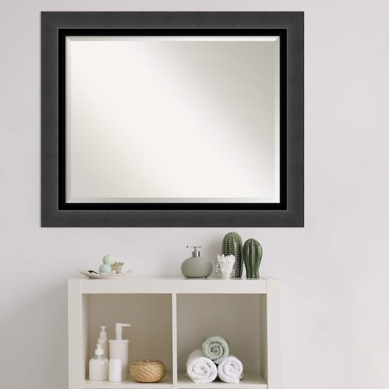 Beveled Bathroom Wall Mirror - Tuxedo Black Frame - Tuxedo Black