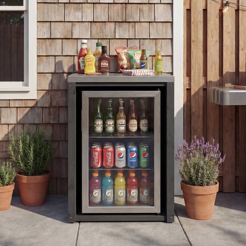 Modular Outdoor Kitchen Island Set, 100% Solid Wood BBQ Cabinet , Patio Kitchen Bar Table