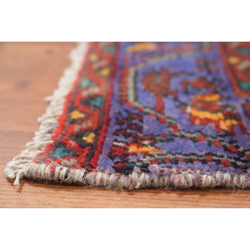 Hand Knotted Oriental 100% Wool Carpet Traditional Geometric Oranges & Rust Hamedan Runner Rug - 9' 4'' X 3' 0''