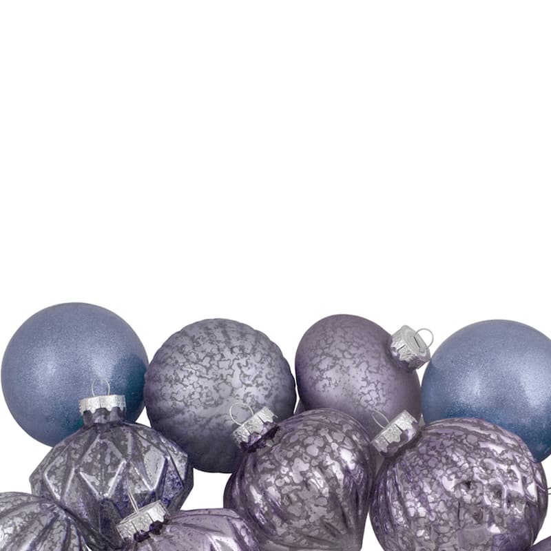 Set of 12 Purple Tone Finial and Glass Ball Christmas Ornaments - 3.25"