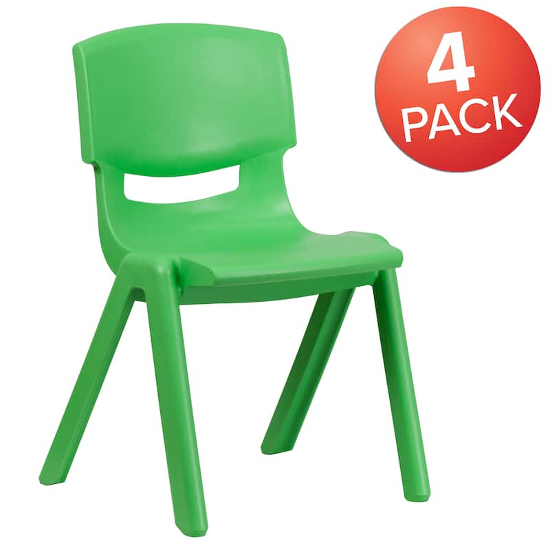 4 Pack Plastic Stack School Chair with 15.5"H Seat, 3rd-7th School Chair